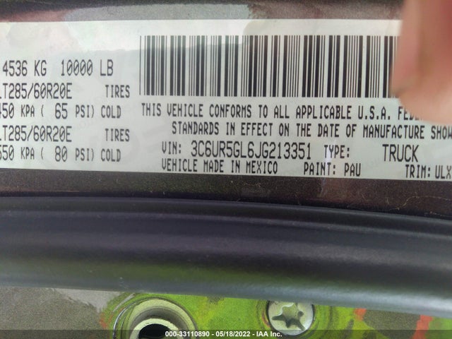 Dodge RAM 2500 2018 3C6UR5GL6JG213351 Image 9
