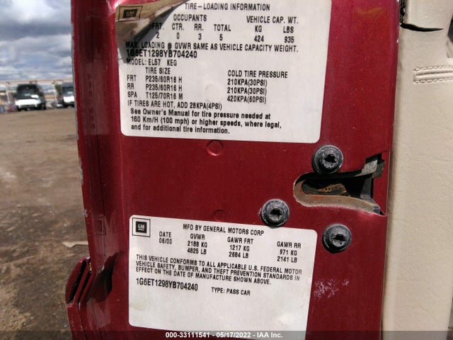 Cadillac Eldorado Touring Etc 2000 1G6ET1298YB704240 Image 10