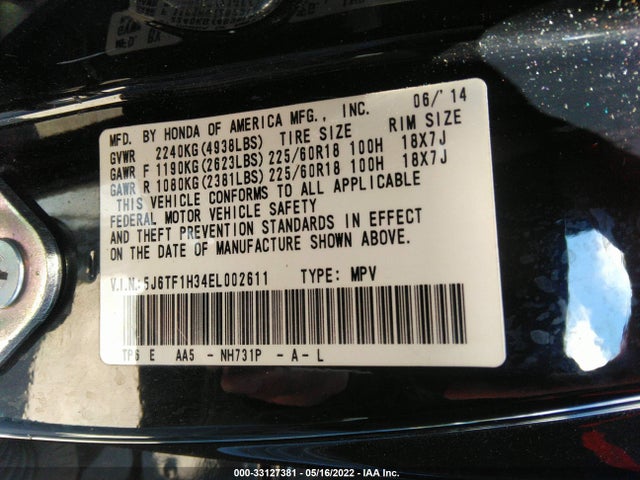 2014 Honda Crosstour, VIN: 5J6TF1H34EL002611