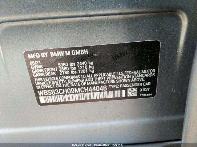 2021 BMW M5, VIN: WBS83CH09MCH44048
