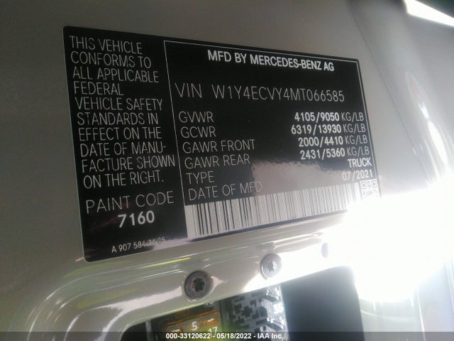 2021 Mercedes-Benz Sprinter, VIN: W1Y4ECVY4MT066585
