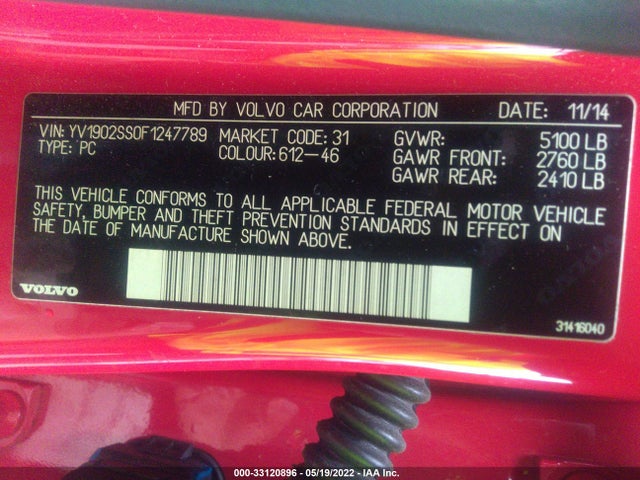 2015 Volvo V60, VIN: YV1902SS0F1247789