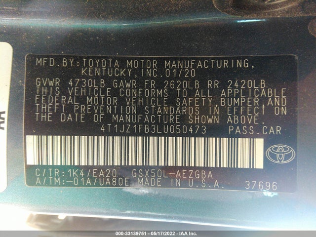 2020 Toyota Avalon, VIN: 4T1JZ1FB3LU050473