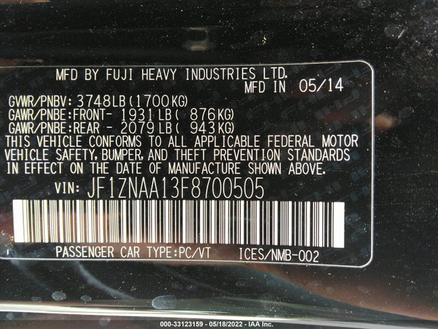 2015 Scion FR-S, VIN: JF1ZNAA13F8700505