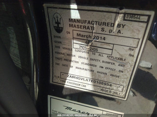 2014 Maserati Granturismo, VIN: ZAM45VLA7E0106954