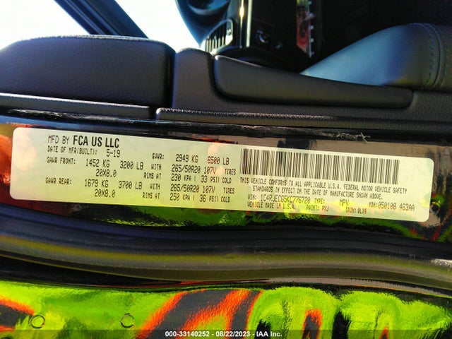 1C4RJECG5KC776720 Jeep Grand Cherokee High Altitude