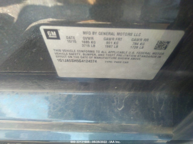 2016 Chevrolet Sonic, VIN: 1G1JA5SH5G4124374