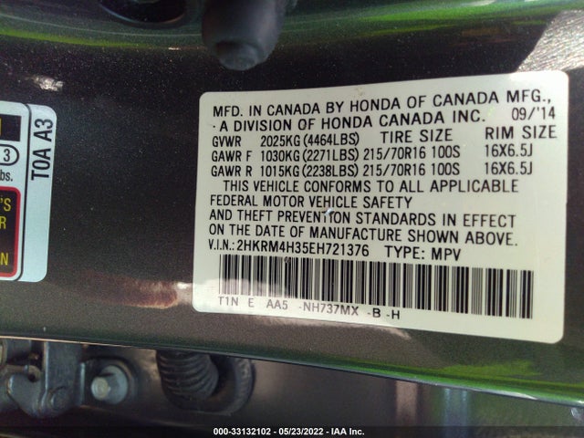 Honda CR-V LX 2014 2HKRM4H35EH721376 Image 9