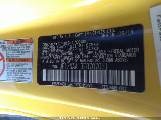 2015 Scion FR-S, VIN: JF1ZNAA13F8707051
