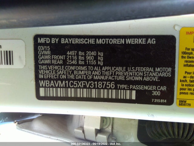 2015 BMW X1, VIN: WBAVM1C5XFV318756