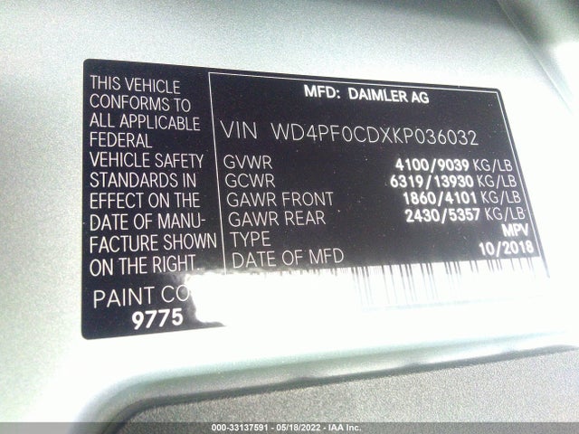 2019 Mercedes-Benz Sprinter, VIN: WD4PF0CDXKP036032