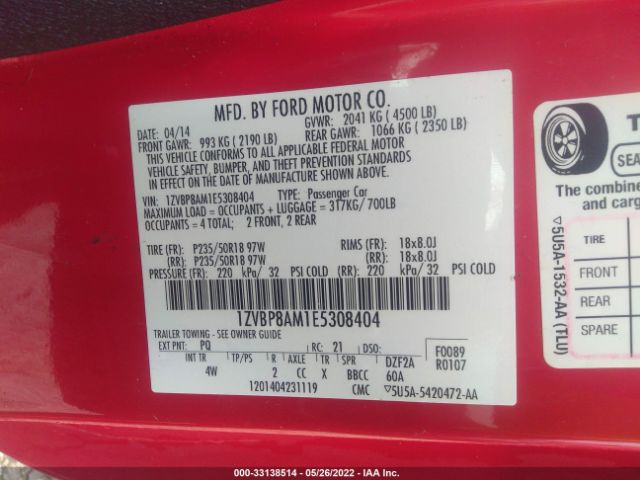 1ZVBP8AM1E5308404 Ford Mustang V6