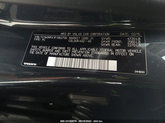 2015 Volvo S60, VIN: YV140MFK1F1362756