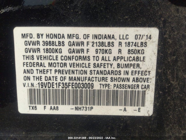 2015 Acura ILX, VIN: 19VDE1F35FE003009