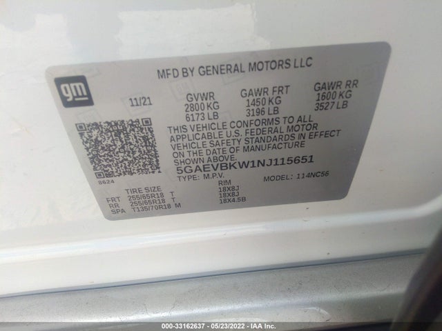 2022 Buick Enclave, VIN: 5GAEVBKW1NJ115651