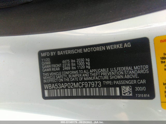 2021 BMW 4 Series, VIN: WBA53AP02MCF97973