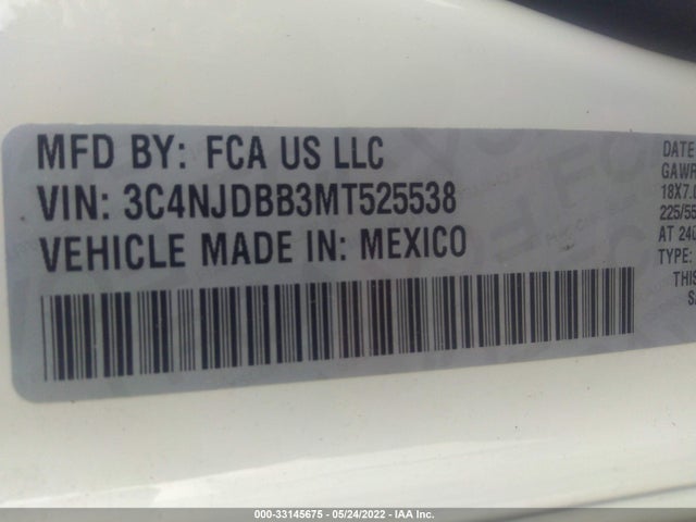 2021 Jeep Compass, VIN: 3C4NJDBB3MT525538