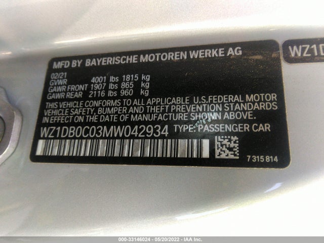 2021 Toyota Supra, VIN: WZ1DB0C03MW042934