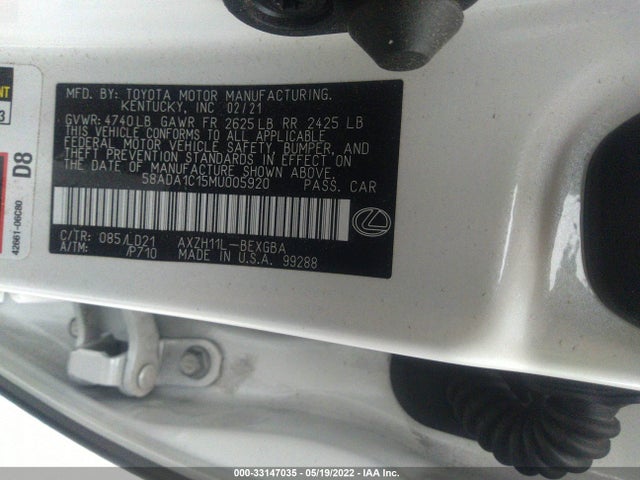 2021 Lexus ES, VIN: 58ADA1C15MU005920