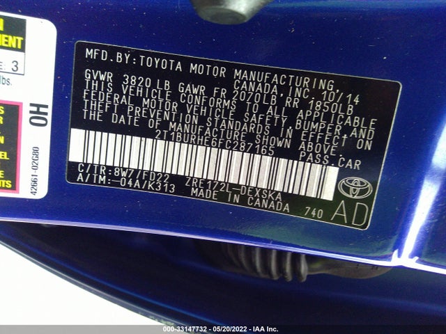 Toyota Corolla S Plus 2015 2T1BURHE6FC287165 Image 9