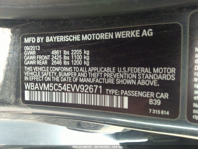 2014 BMW X1, VIN: WBAVM5C54EVV92671