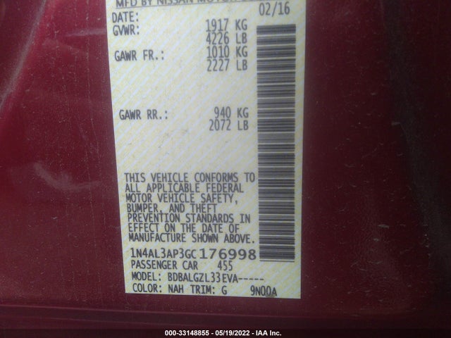 Nissan Altima 2016 1N4AL3AP3GC176998 Image 21