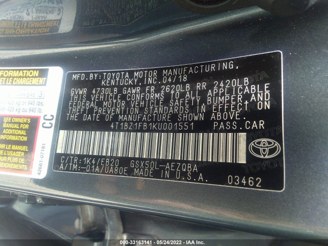 2019 Toyota Avalon, VIN: 4T1BZ1FB1KU001551