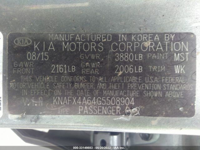 KNAFX4A64G5508904 KIA FORTE LX