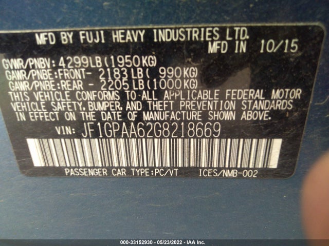 2016 Subaru Impreza, VIN: JF1GPAA62G8218669