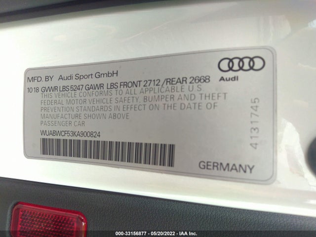 2019 Audi RS 5, VIN: WUABWCF53KA900824