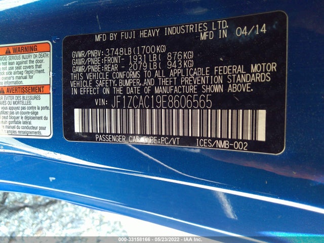 2014 Subaru BRZ, VIN: JF1ZCAC19E8606565
