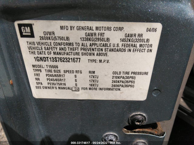 Chevrolet Trailblazer Ls 2006 1GNDT13S762321677 Image 11