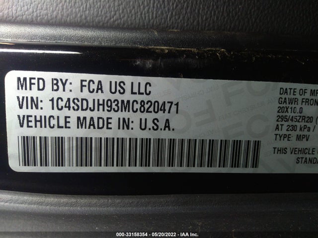 Dodge Durango Srt Hellcat 2021 1C4SDJH93MC820471 Image 9
