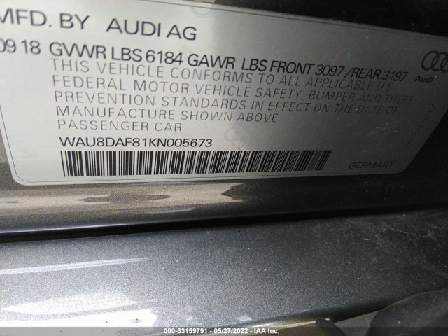 2019 Audi A8, VIN: WAU8DAF81KN005673