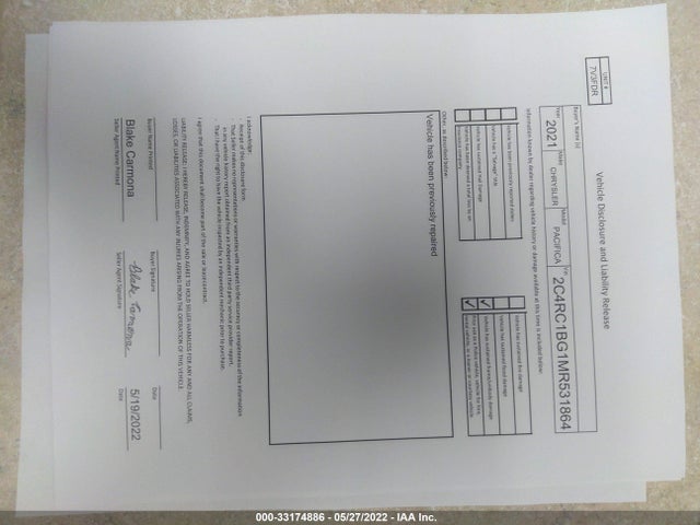 2021 Chrysler Pacifica, VIN: 2C4RC1BG1MR531864