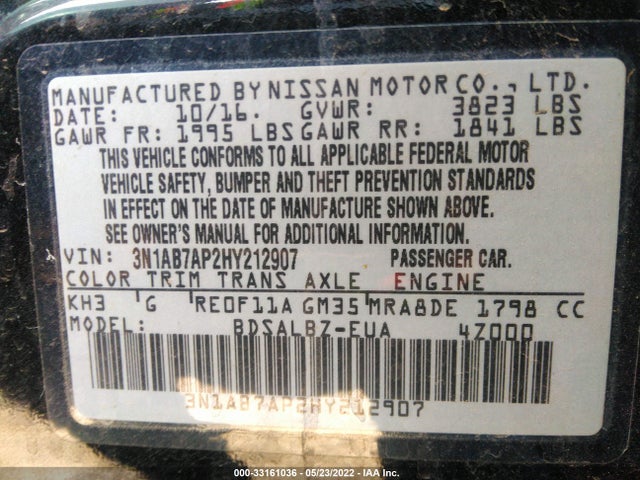 3N1AB7AP2HY212907 Nissan SENTRA S