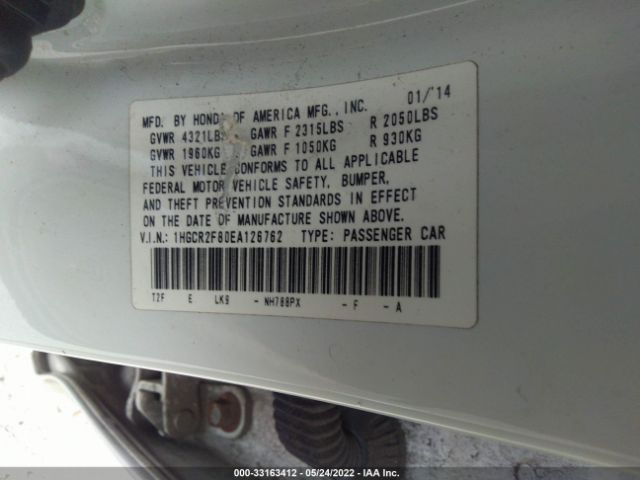 1HGCR2F80EA126762 Honda Accord Sedan Ex-l