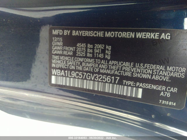 2016 BMW 2 Series, VIN: WBA1L9C57GV325617