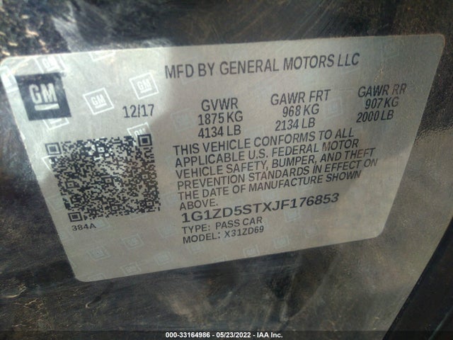 Chevrolet MALIBU LT 2018 1G1ZD5STXJF176853 Image 9