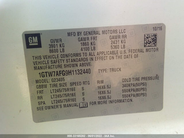 GMC SAVANA CARGO VAN 2017 1GTW7AFG9H1132440 Image 11