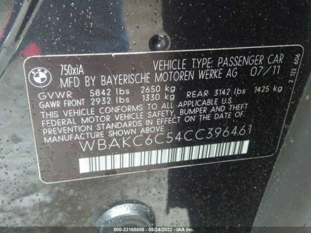 WBAKC6C54CC396461 BMW 7 Series