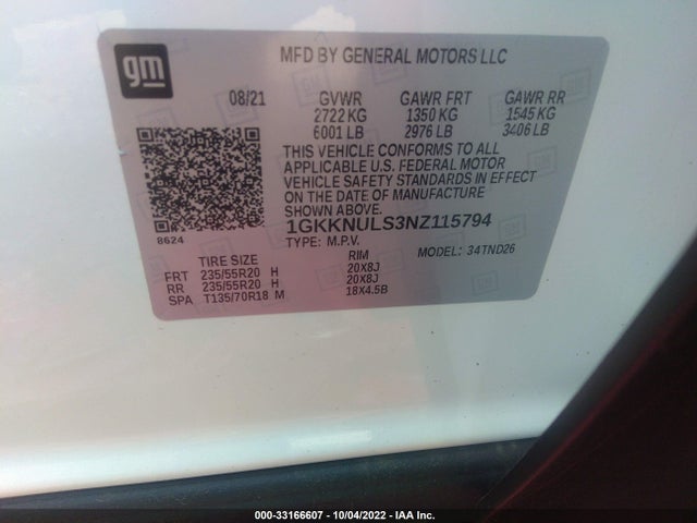 2022 GMC Acadia, VIN: 1GKKNULS3NZ115794