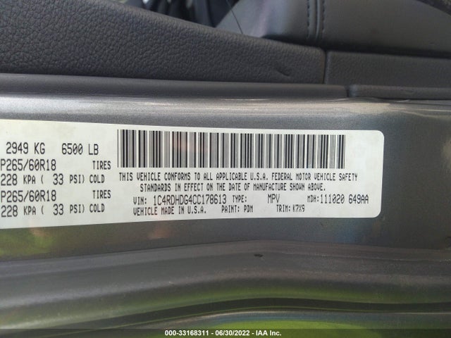 Dodge Durango Crew 2012 1C4RDHDG4CC178613 Image 9