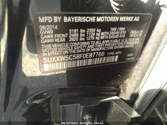 2015 BMW X4, VIN: 5UXXW5C58F0E87766