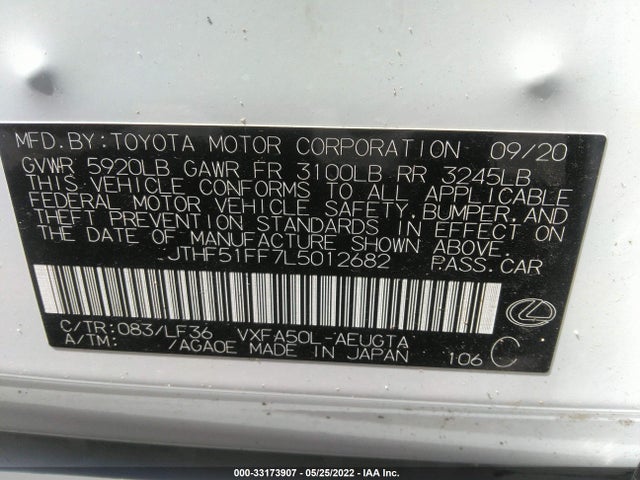 2020 Lexus LS, VIN: JTHF51FF7L5012682
