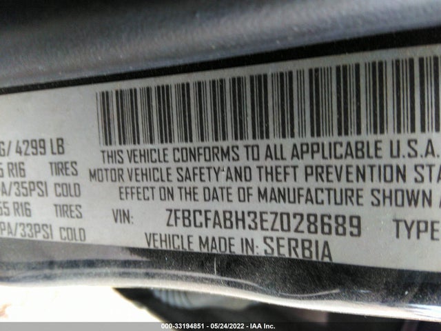 ZFBCFABH3EZ028689 Fiat 500l Easy