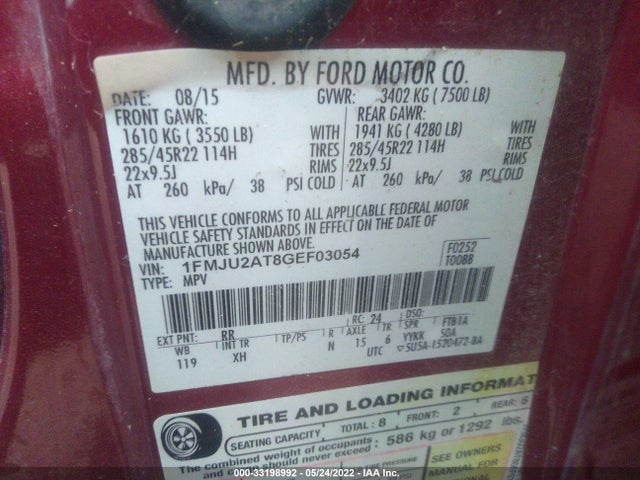 2016 Ford Expedition, VIN: 1FMJU2AT8GEF03054