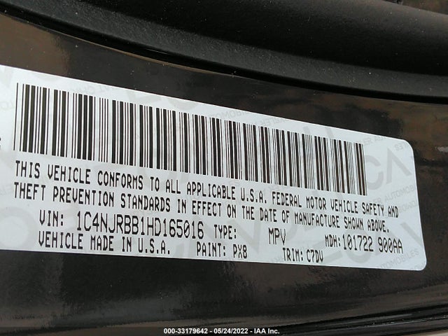 1C4NJRBB1HD165016 Jeep Patriot Sport 4x4
