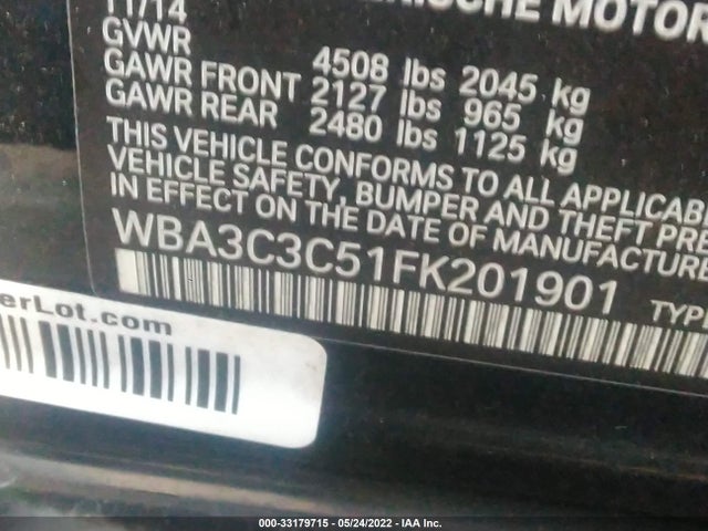 BMW 3 Series 320i Xdrive 2015 WBA3C3C51FK201901 Image 10
