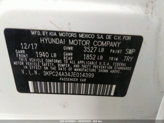 2018 Hyundai Accent, VIN: 3KPC24A34JE014399